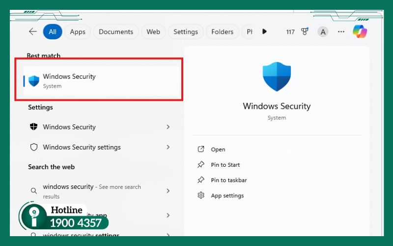Mở Windows Security trên máy tính Windows 10/11