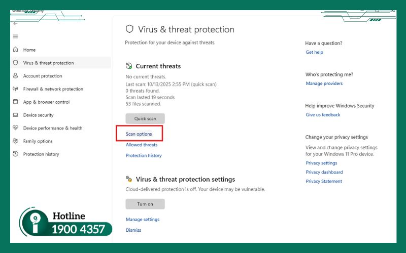 Mở phần Scan options để chọn kiểu quét phù hợp