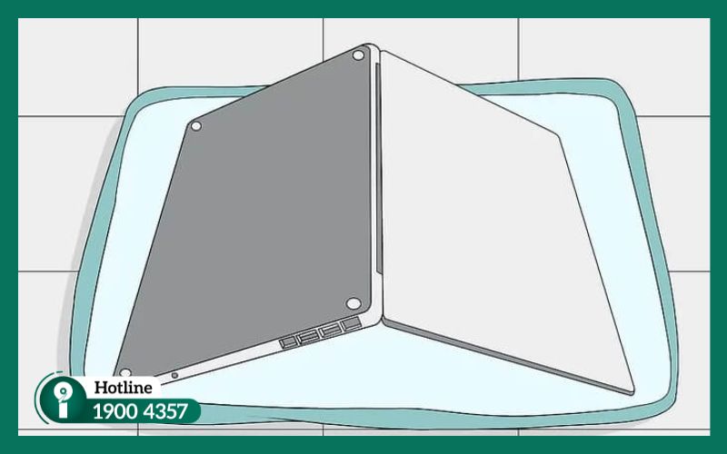 Hướng dẫn đặt laptop nằm úp hình chữ V để thoát nước an toàn