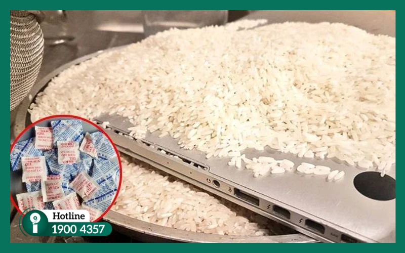 Tác hại của việc vùi laptop vào gạo khi bị thấm nước