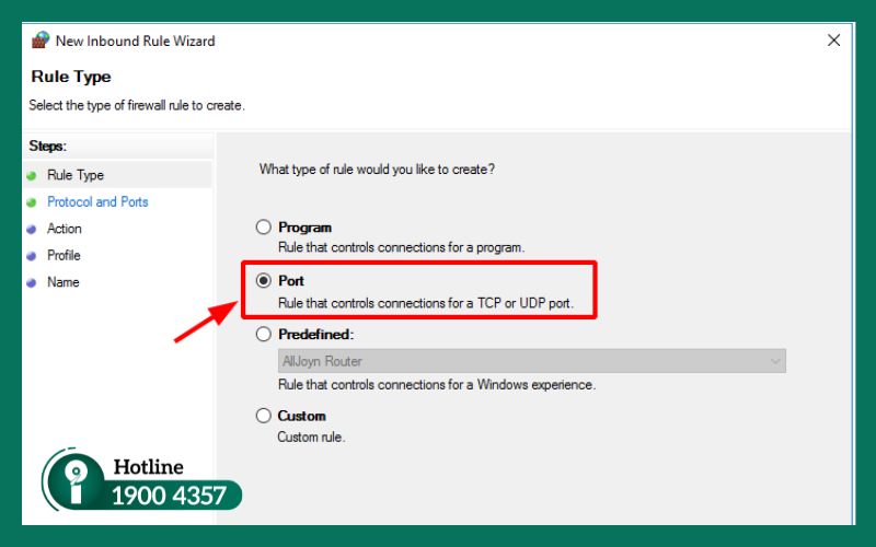 Chọn cổng  Port SQL Server