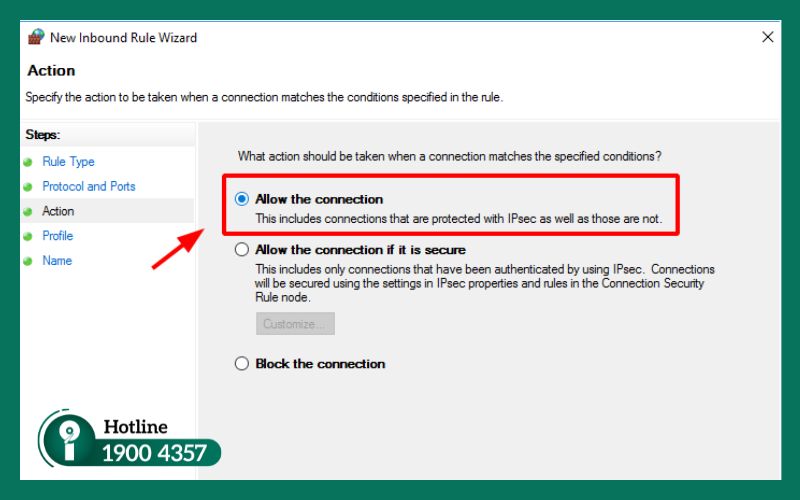 Hoàn tất mở cổng SQL Server