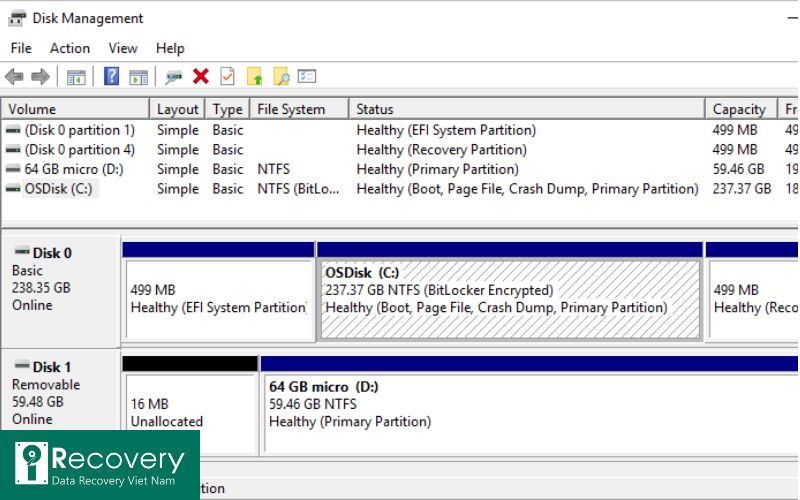 Chọn Disk Management > Nhấp chuột phải vào ổ cứng RAW > Chọn Format.