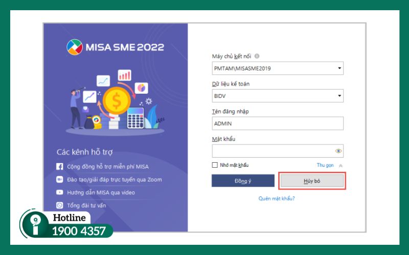 Hủy đăng nhập để vào chức năng phục hồi dữ liệu
