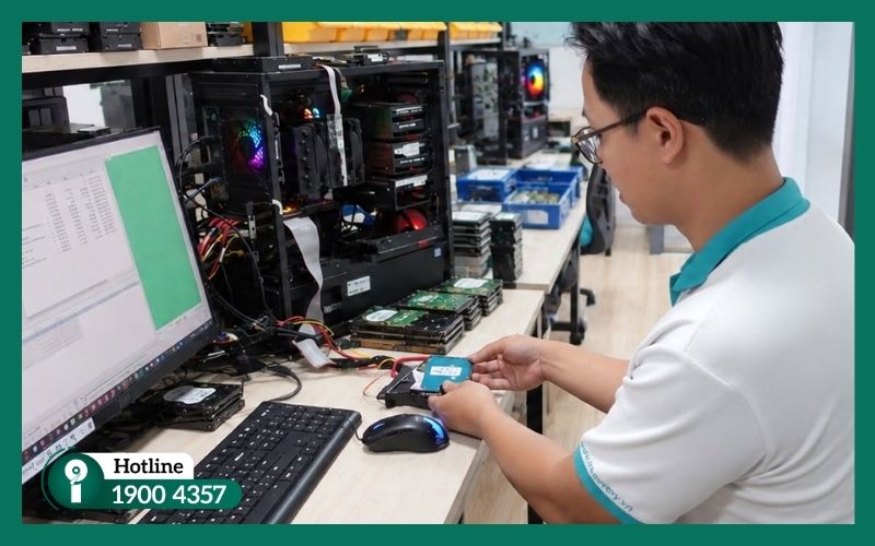 Kỹ thuật viên iRecovery kiểm tra tình trạng ổ cứng Seagate