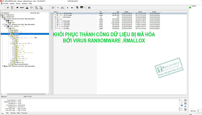 Giải mã dữ liệu bị nhiễm mã độc, virus mã hóa ransomware .rmallox