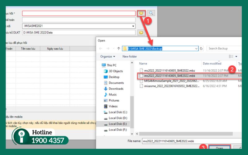Quy trình phục hồi dữ liệu kế toán từ tệp sao lưu .MBK giúp lấy lại dữ liệu MISA nhanh chóng.