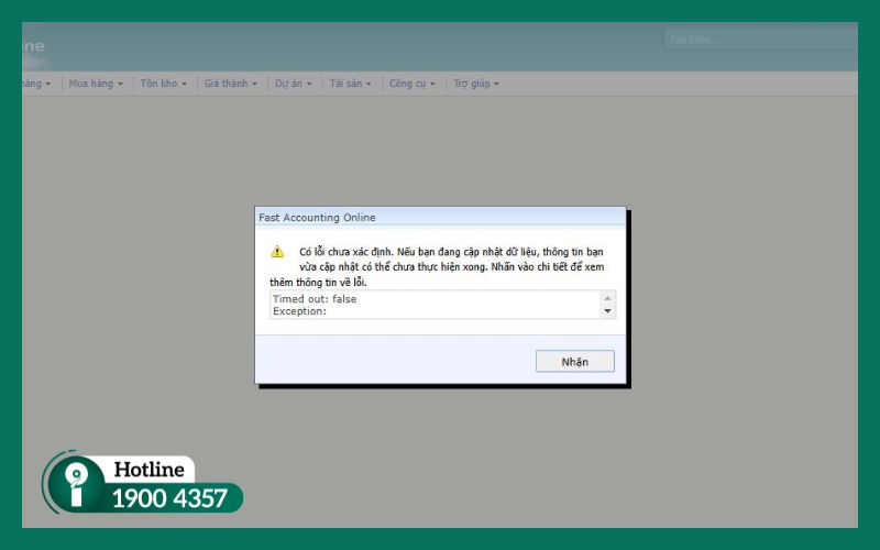 Database FAST bị hỏng, phần mềm không thể truy cập dữ liệu.