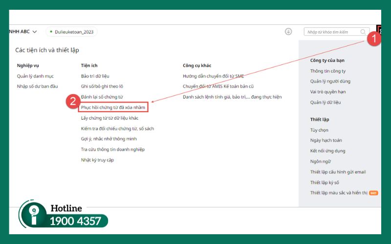 Tra cứu nhật ký truy cập để khôi phục chứng từ đã xóa trên MISA AMIS Cloud