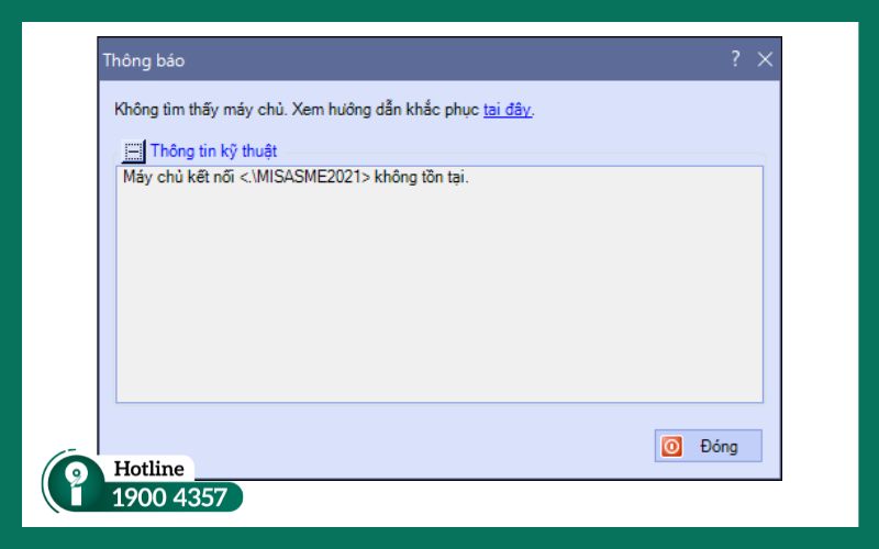 MISA báo lỗi không kết nối được dữ liệu do file SMD bị hỏng
