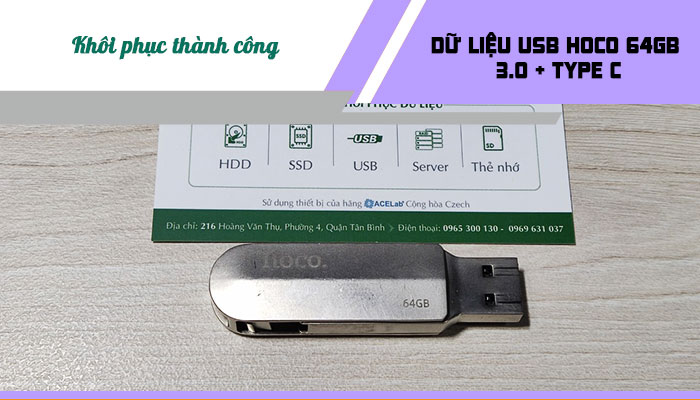 Khôi phục thành công dữ liệu USB HOCO 64GB 3.0 + TYPE C